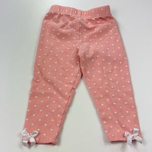 Baby Girl's Pink Pants Leggings with White Polka Dots and Bows Size 12M